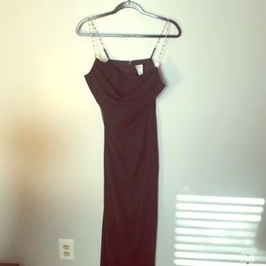 Caché- Full length black chiffon dress